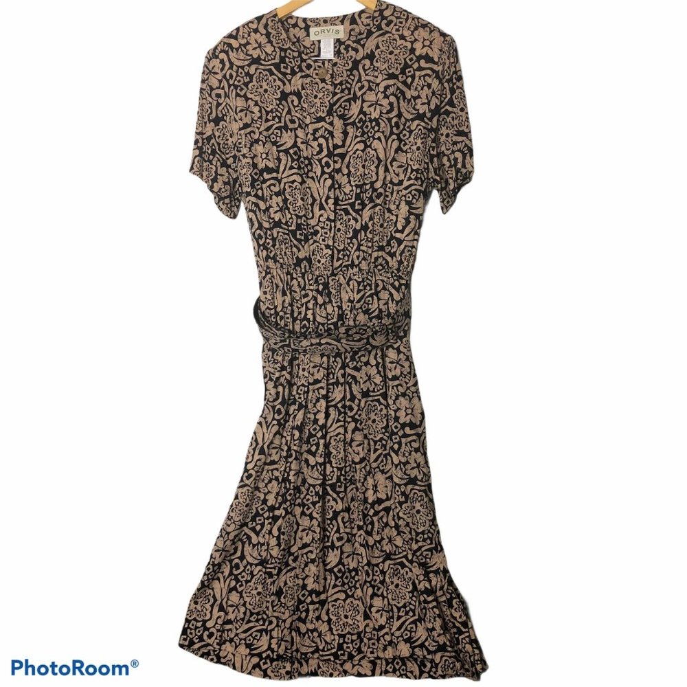 Vintage Orvis Paisley Floral Belted Maxi Dress 18
